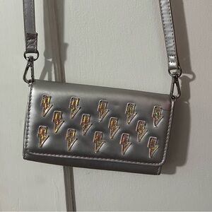 Silver lightning bolt wallet/crossbody purse
